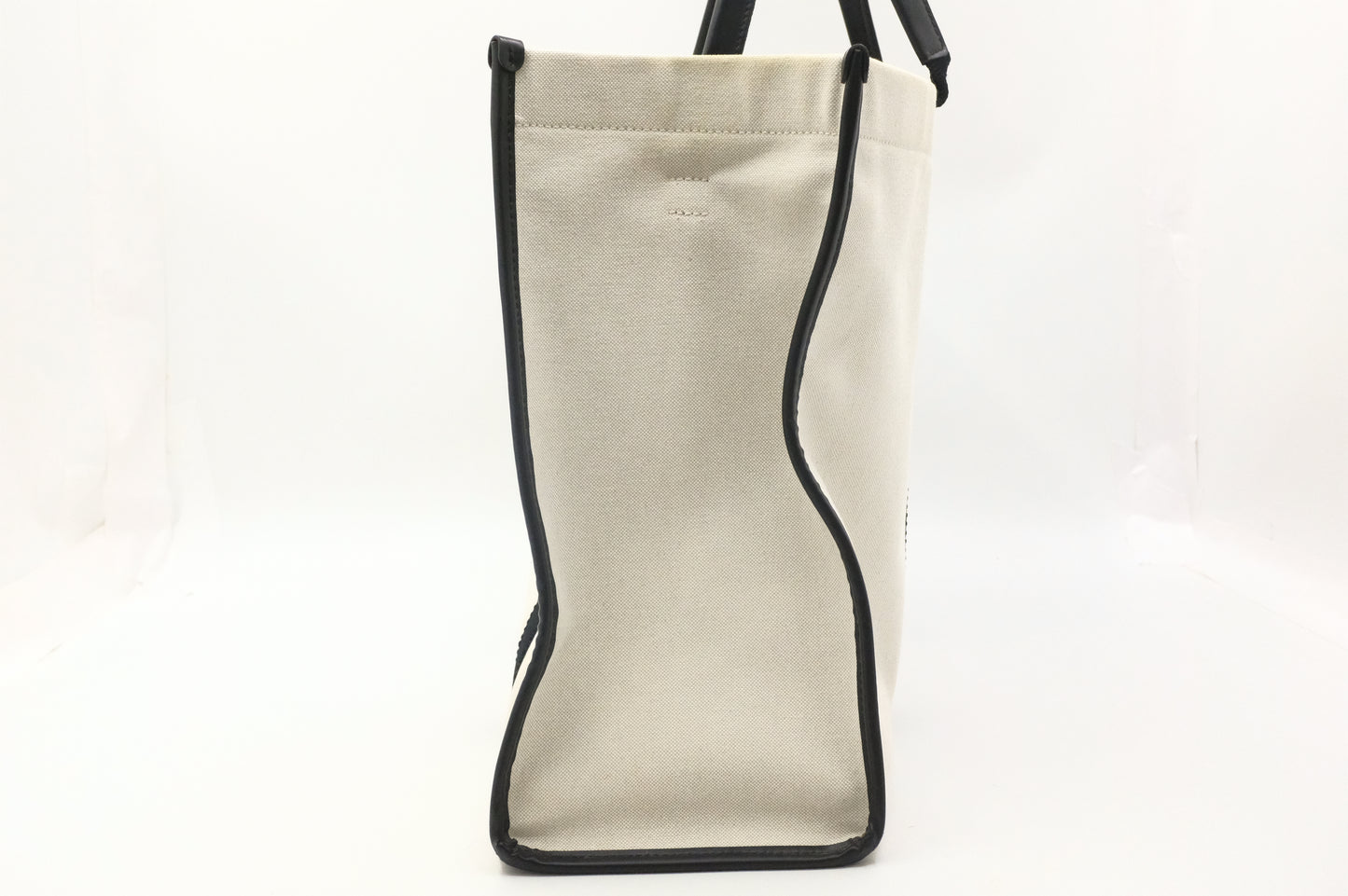 Balenciaga Neo Navy Large Tote in Off-White Canvas and Black Leather