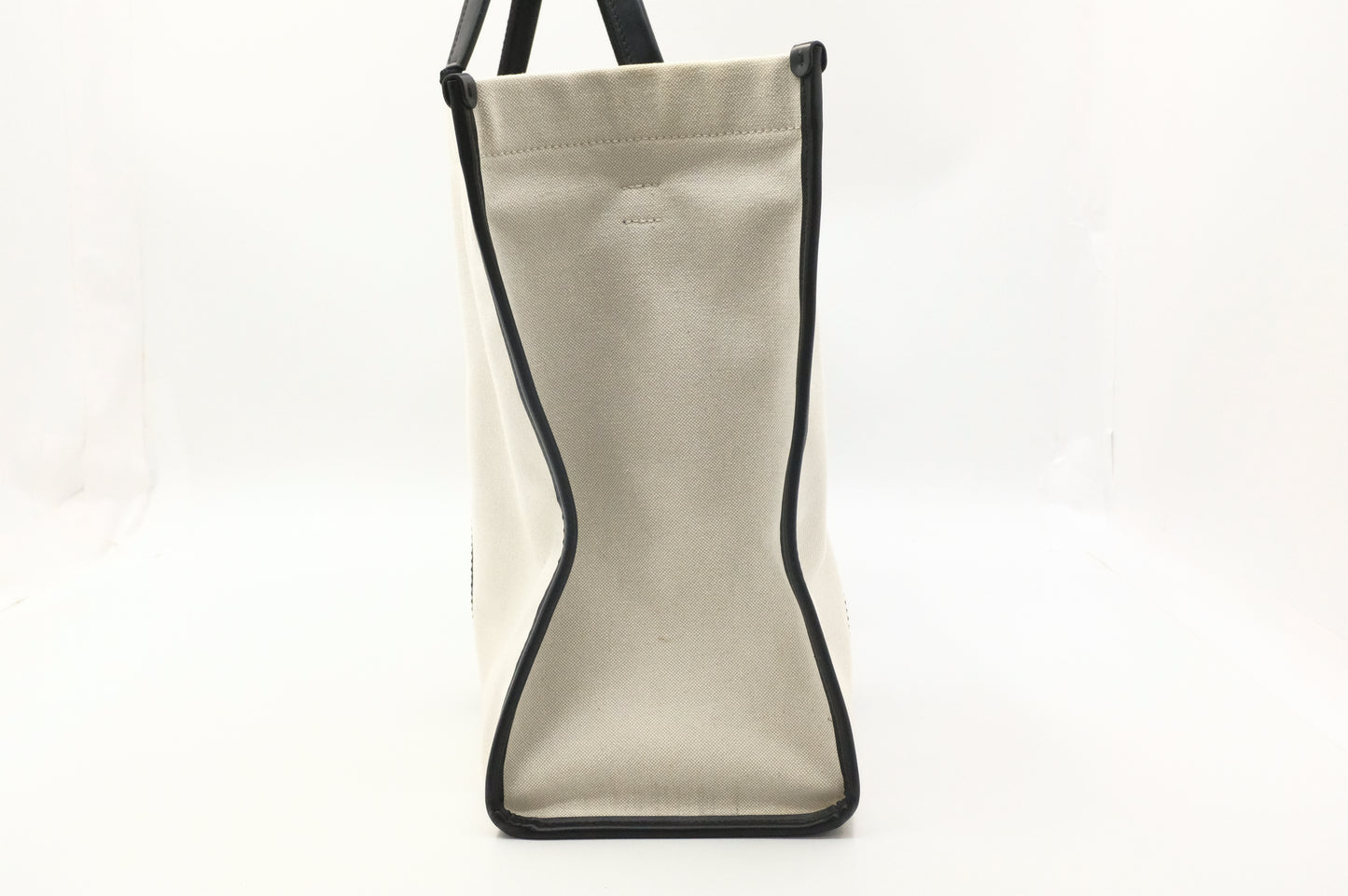 Balenciaga Neo Navy Large Tote in Off-White Canvas and Black Leather