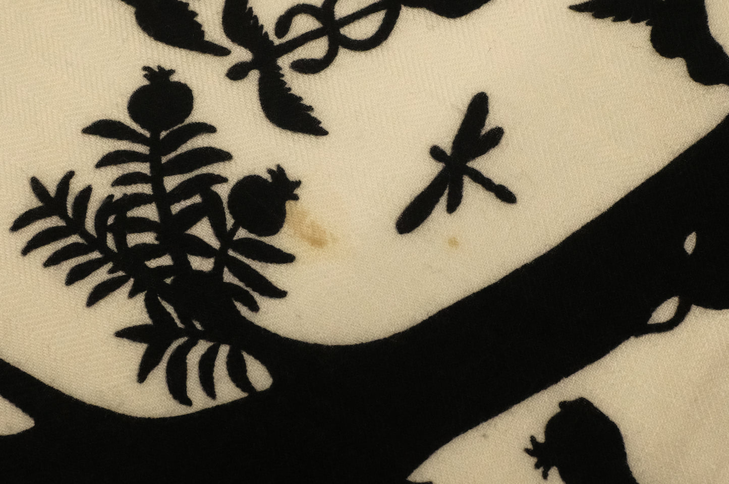 Hermes 'Sous le Charme d'Orphee' Shawl 140 in Black and White Cashmere and Silk