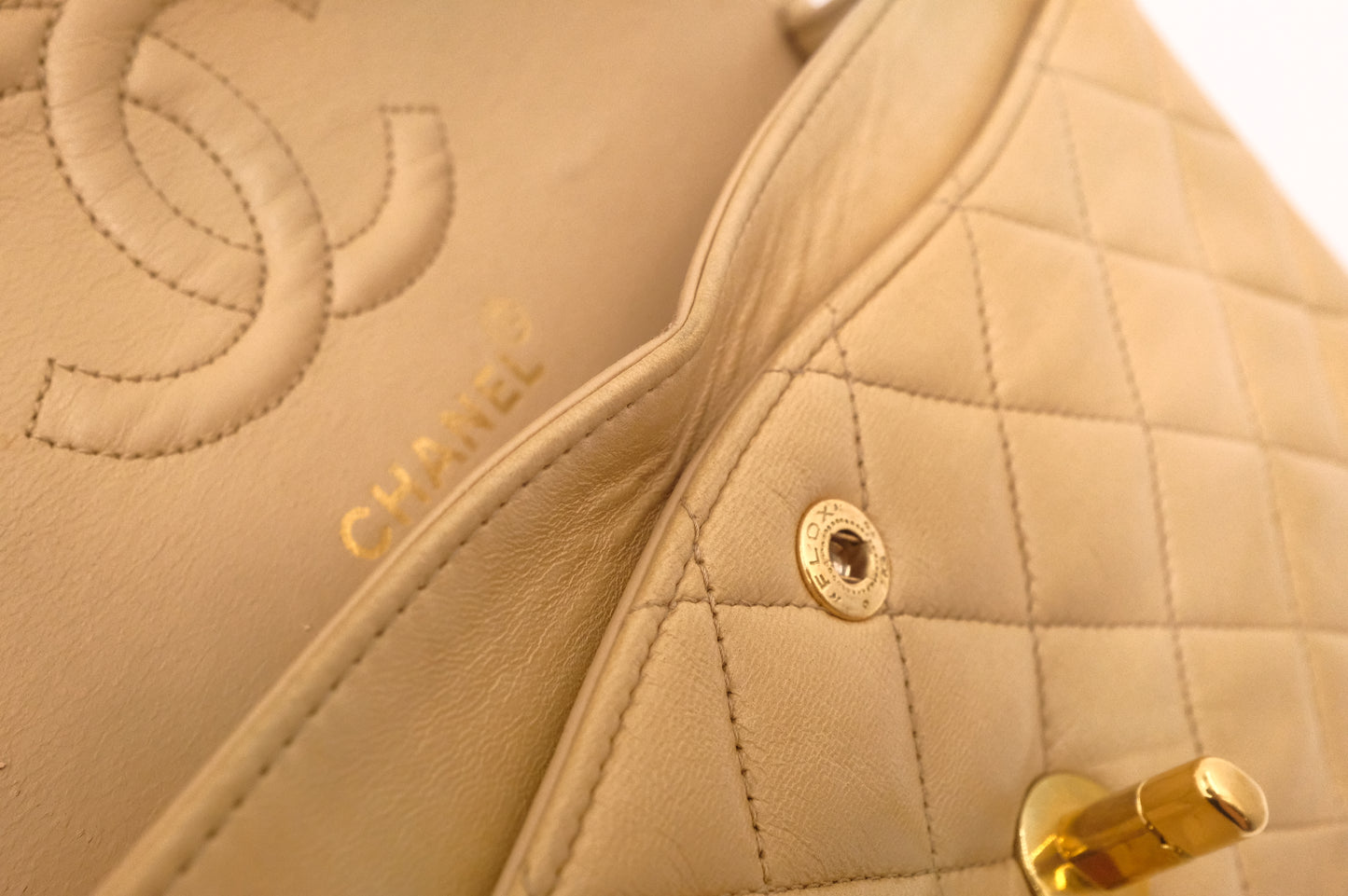Chanel Small Double Flap in Beige Mattelassé Leather