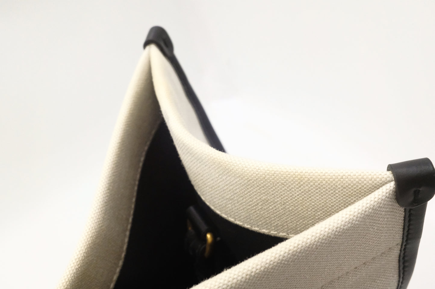 Balenciaga Neo Navy Large Tote in Off-White Canvas and Black Leather