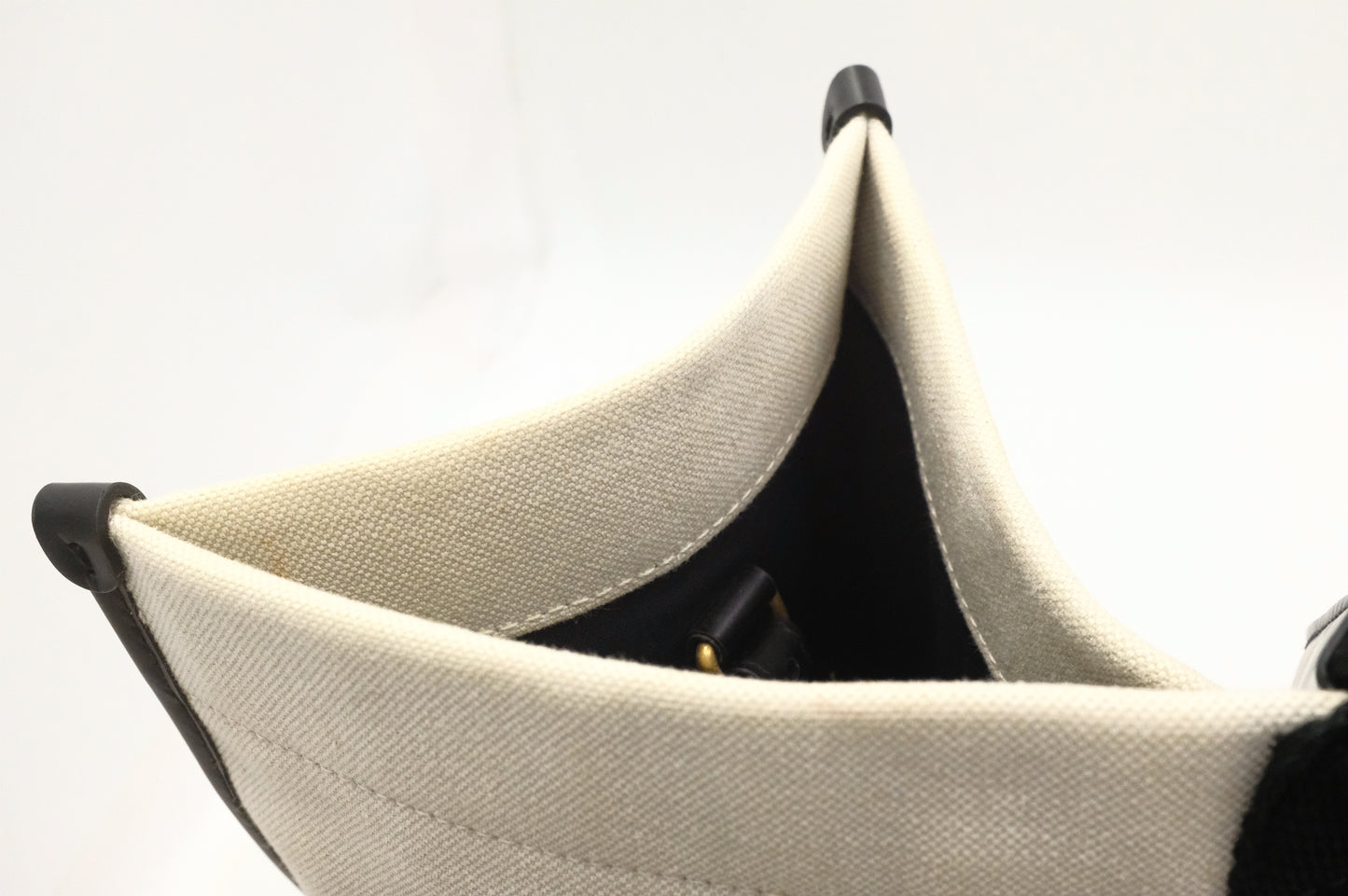 Balenciaga Neo Navy Large Tote in Off-White Canvas and Black Leather