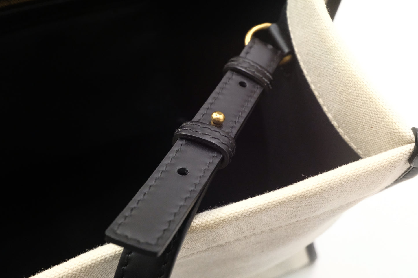 Balenciaga Neo Navy Large Tote in Off-White Canvas and Black Leather