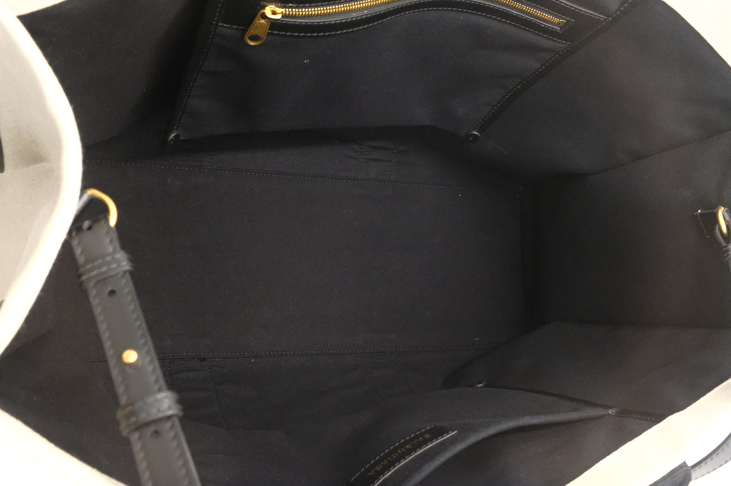 Balenciaga Neo Navy Large Tote in Off-White Canvas and Black Leather