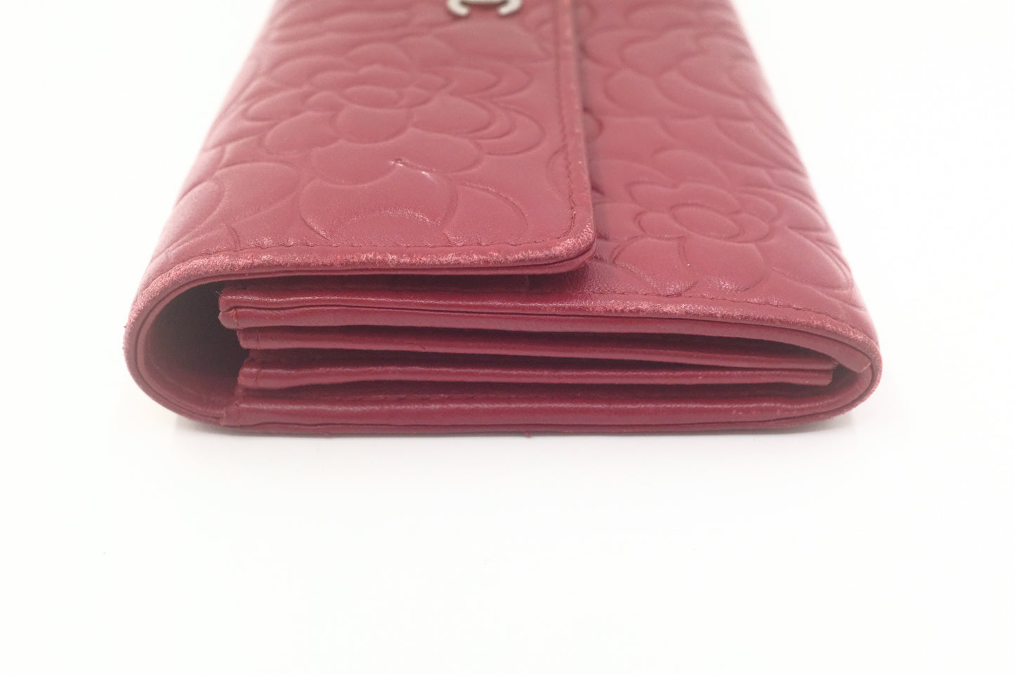 Chanel Camelia Long Wallet in Red Leather