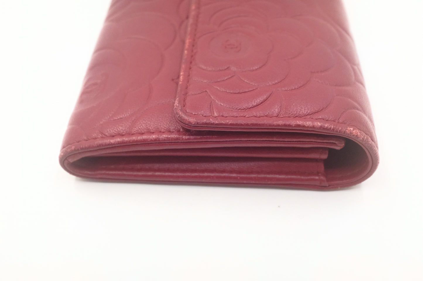 Chanel Camelia Long Wallet in Red Leather