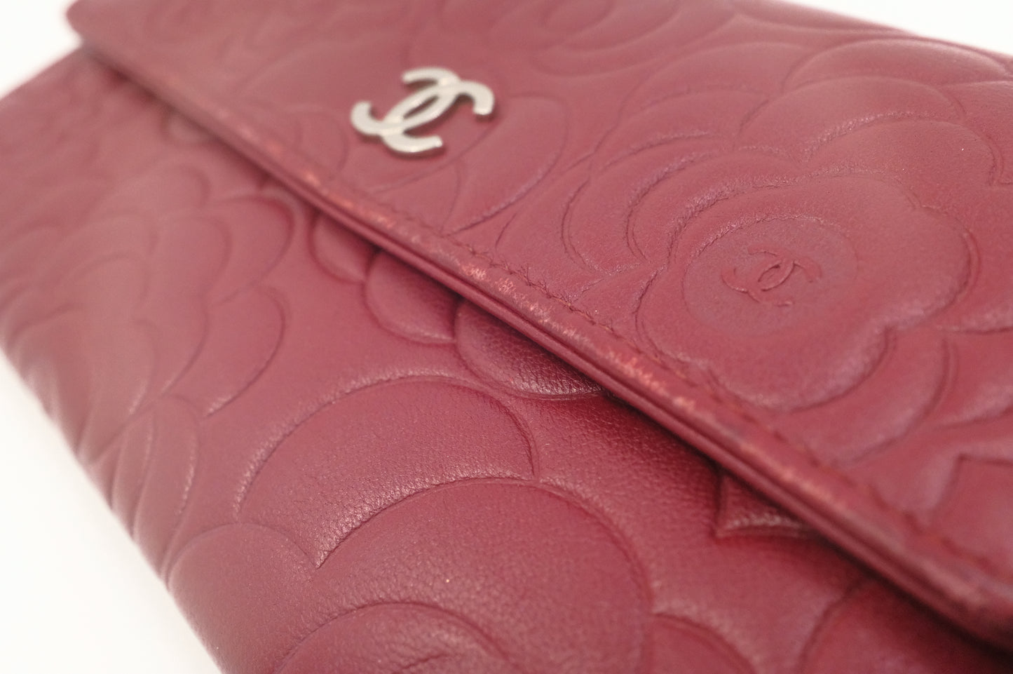 Chanel Camelia Long Wallet in Red Leather