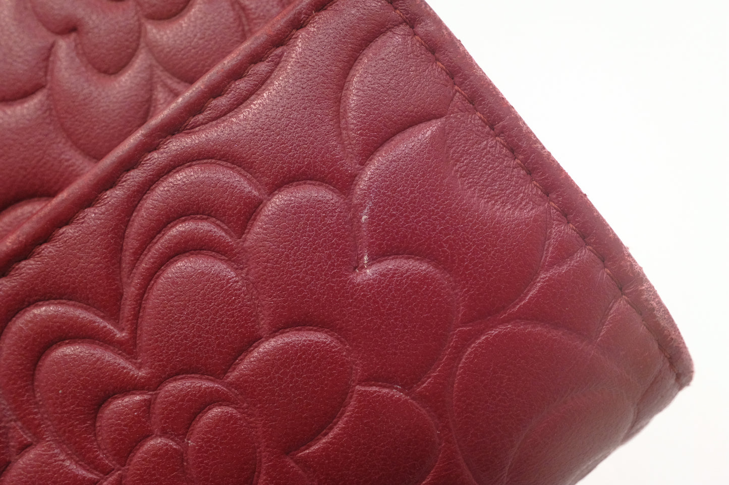 Chanel Camelia Long Wallet in Red Leather