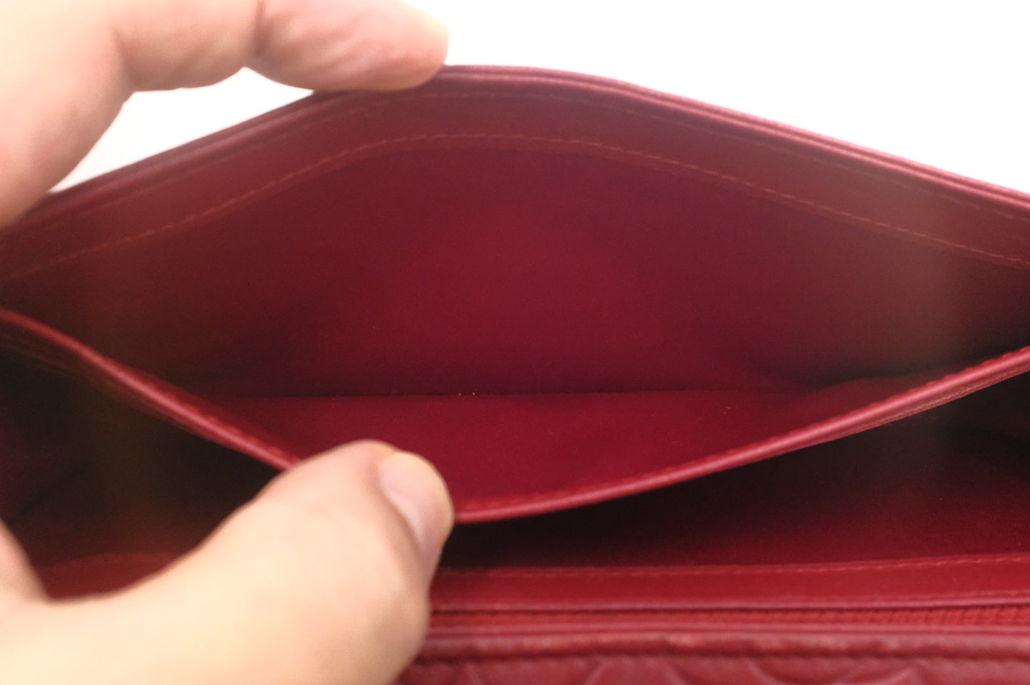 Chanel Camelia Long Wallet in Red Leather