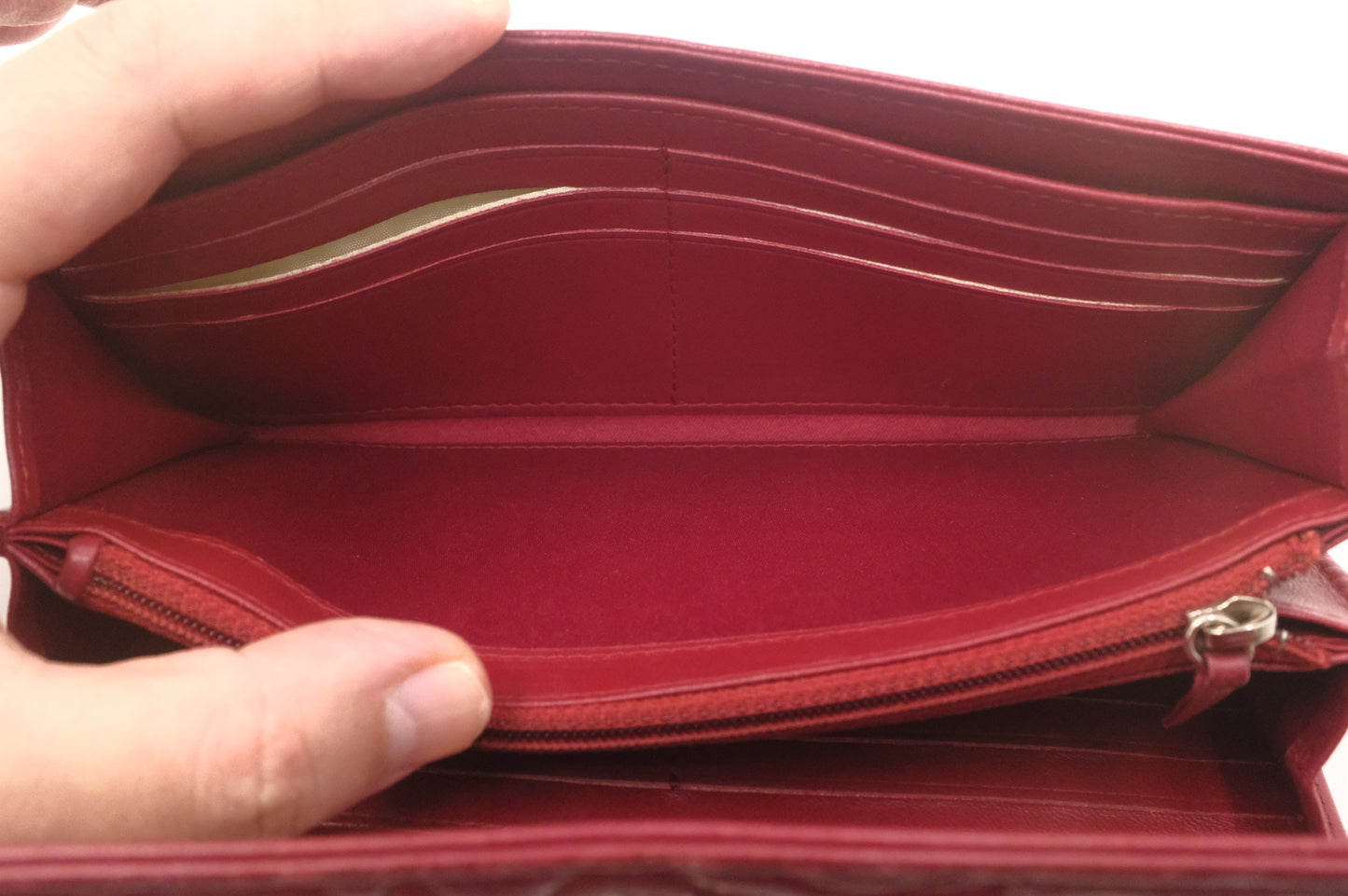 Chanel Camelia Long Wallet in Red Leather