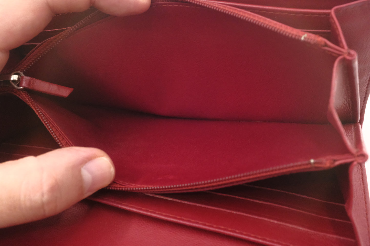 Chanel Camelia Long Wallet in Red Leather