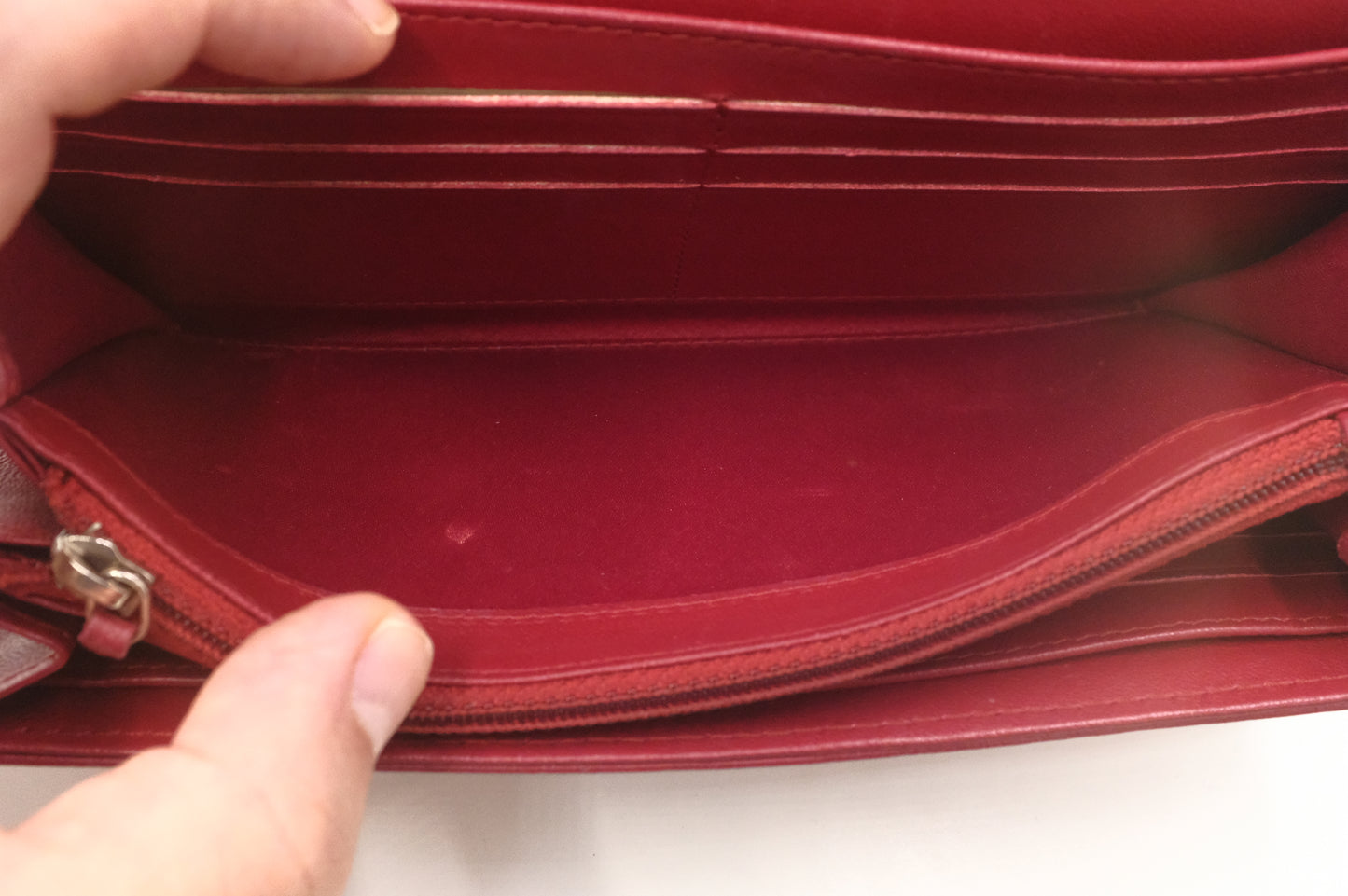 Chanel Camelia Long Wallet in Red Leather