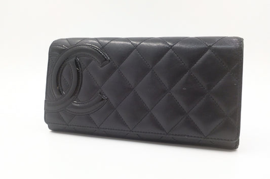 Chanel Long Cambon Wallet in Black Matelassé Leather