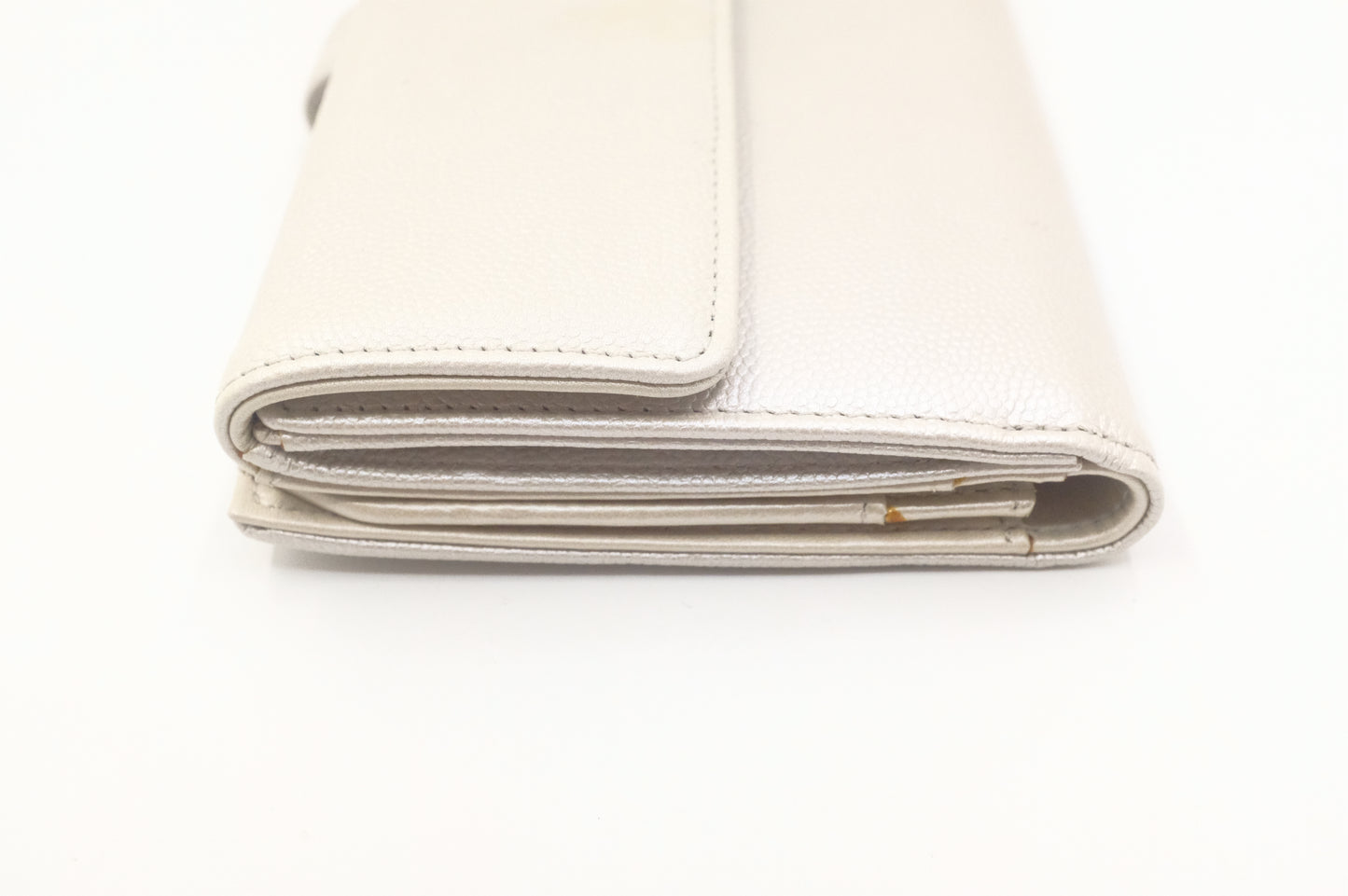 Chanel Long Wallet in Silver Caviar Leather