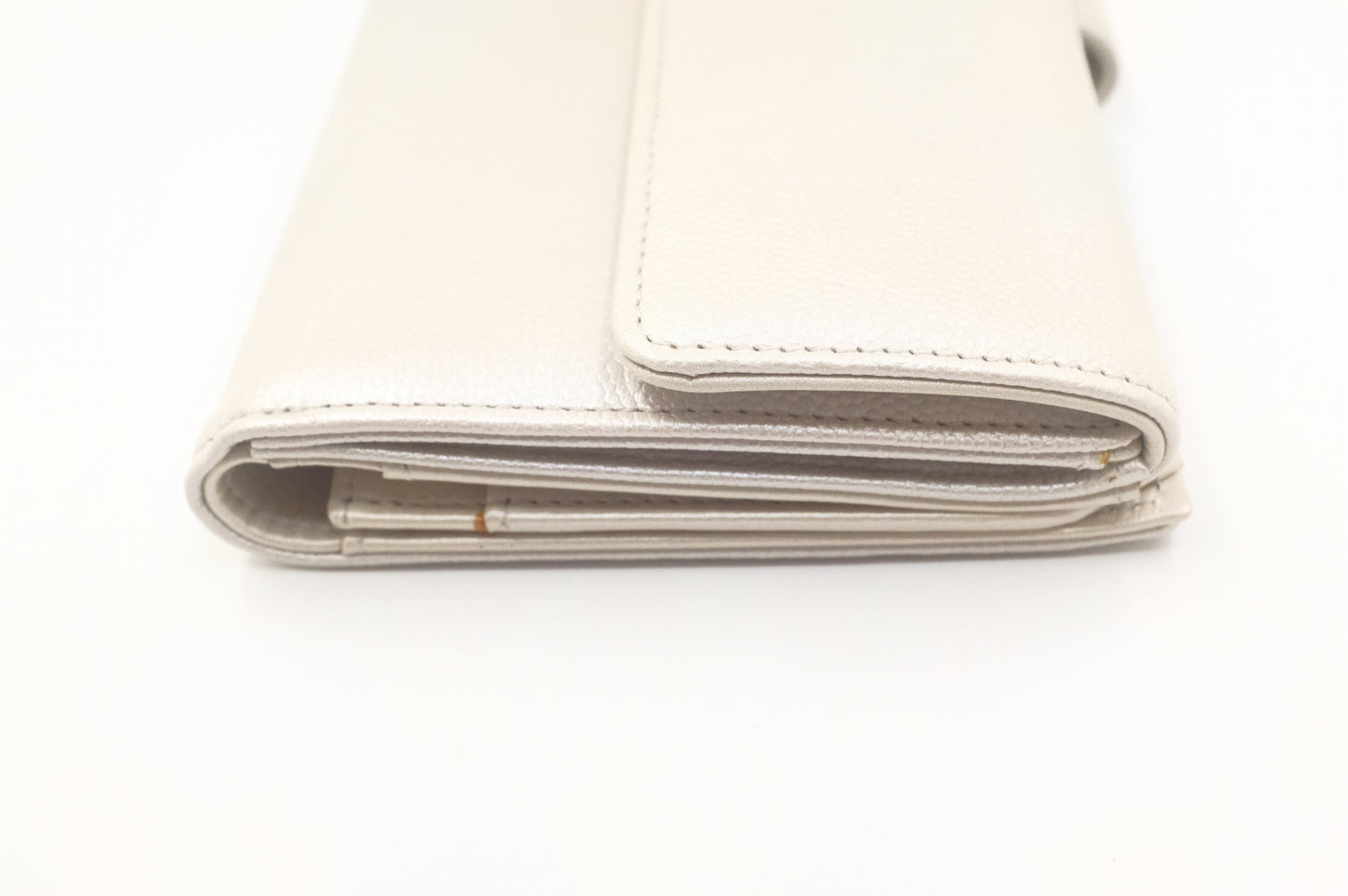 Chanel Long Wallet in Silver Caviar Leather