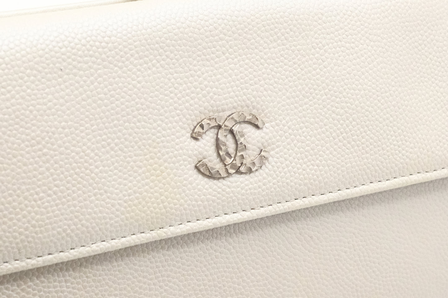 Chanel Long Wallet in Silver Caviar Leather