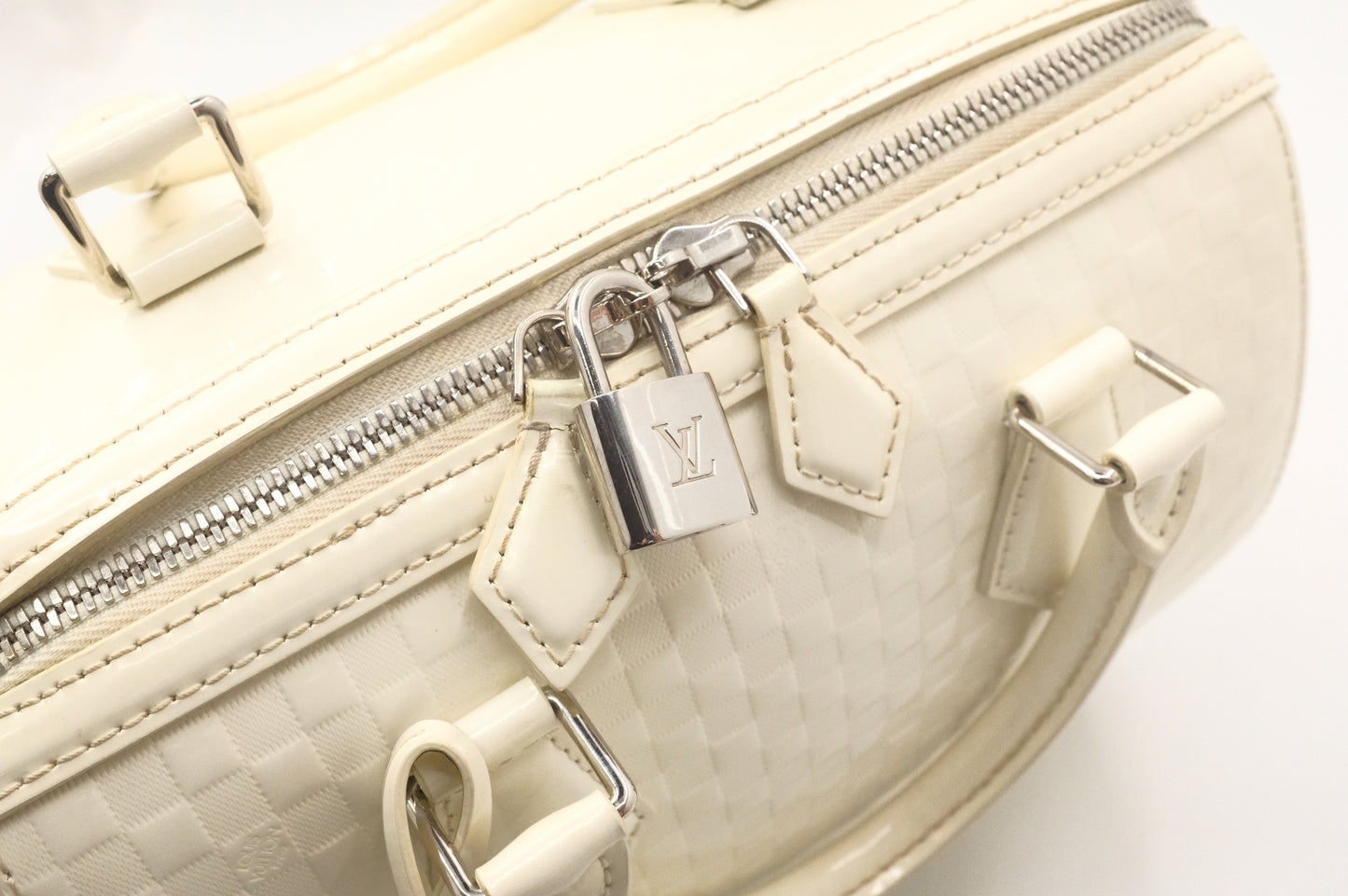 Louis Vuitton Speedy Cube in White Damier Facette Leather