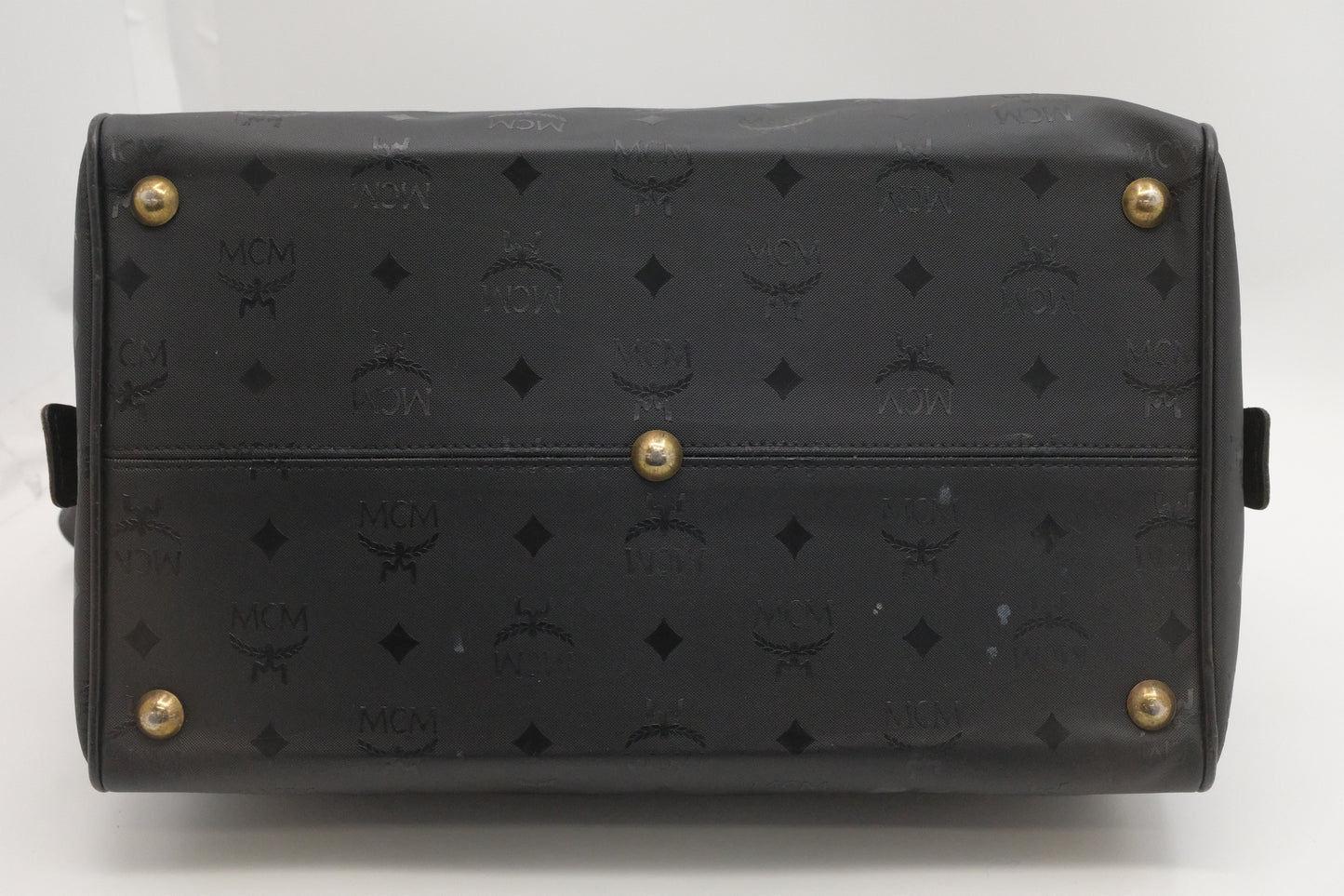 MCM Boston Bag in Black Coated Canvas