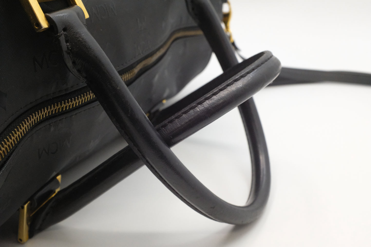 MCM Boston Bag in Black Coated Canvas