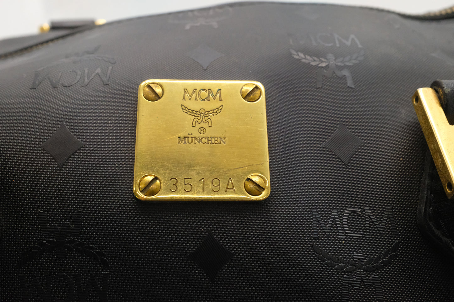 MCM Boston Bag in Black Coated Canvas