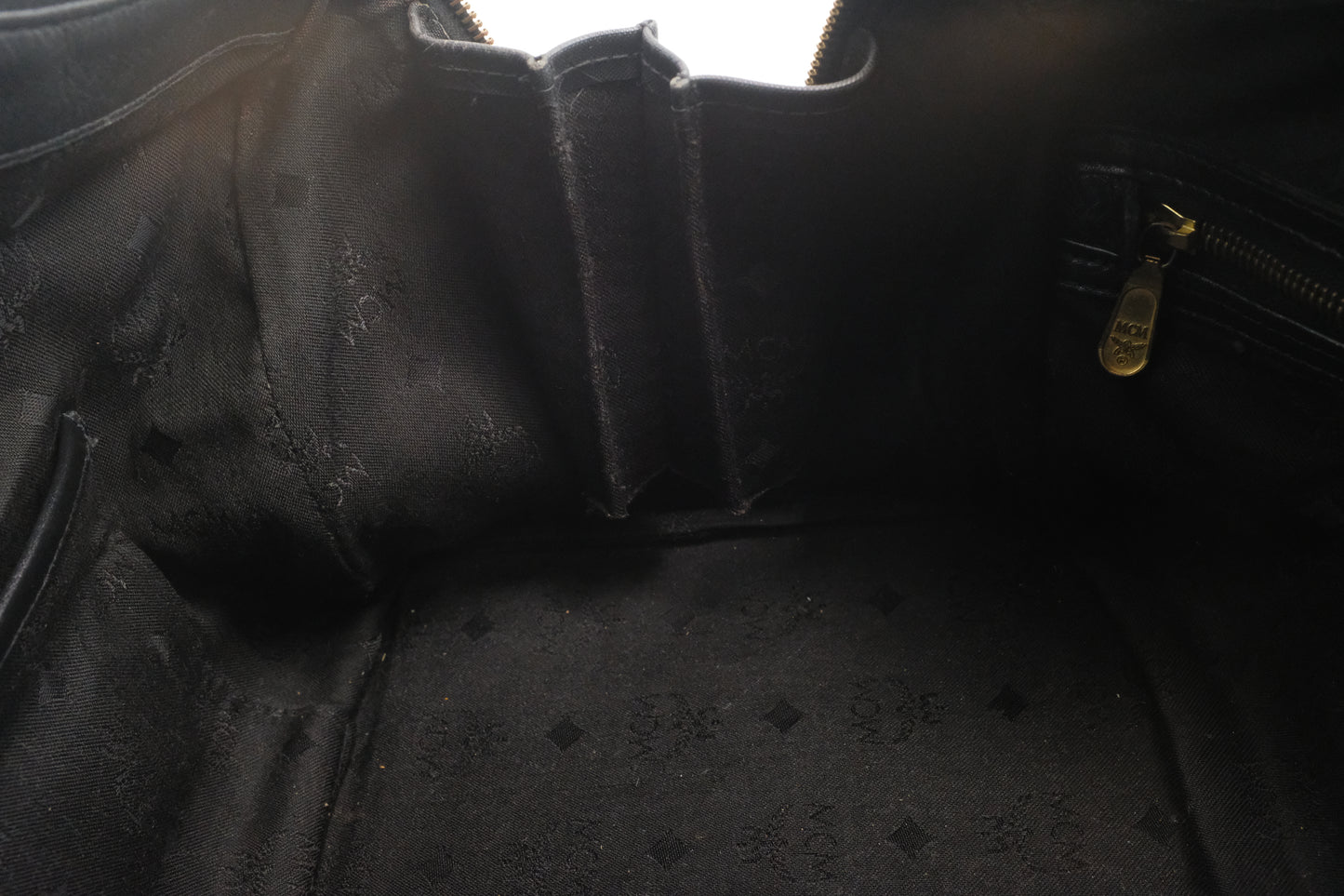 MCM Boston Bag in Black Coated Canvas