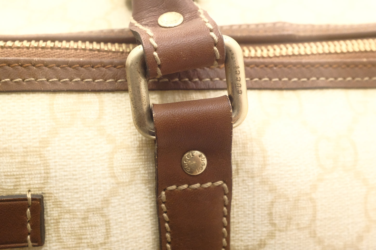 Gucci Boston Bag in Ivory GG Supreme Canvas