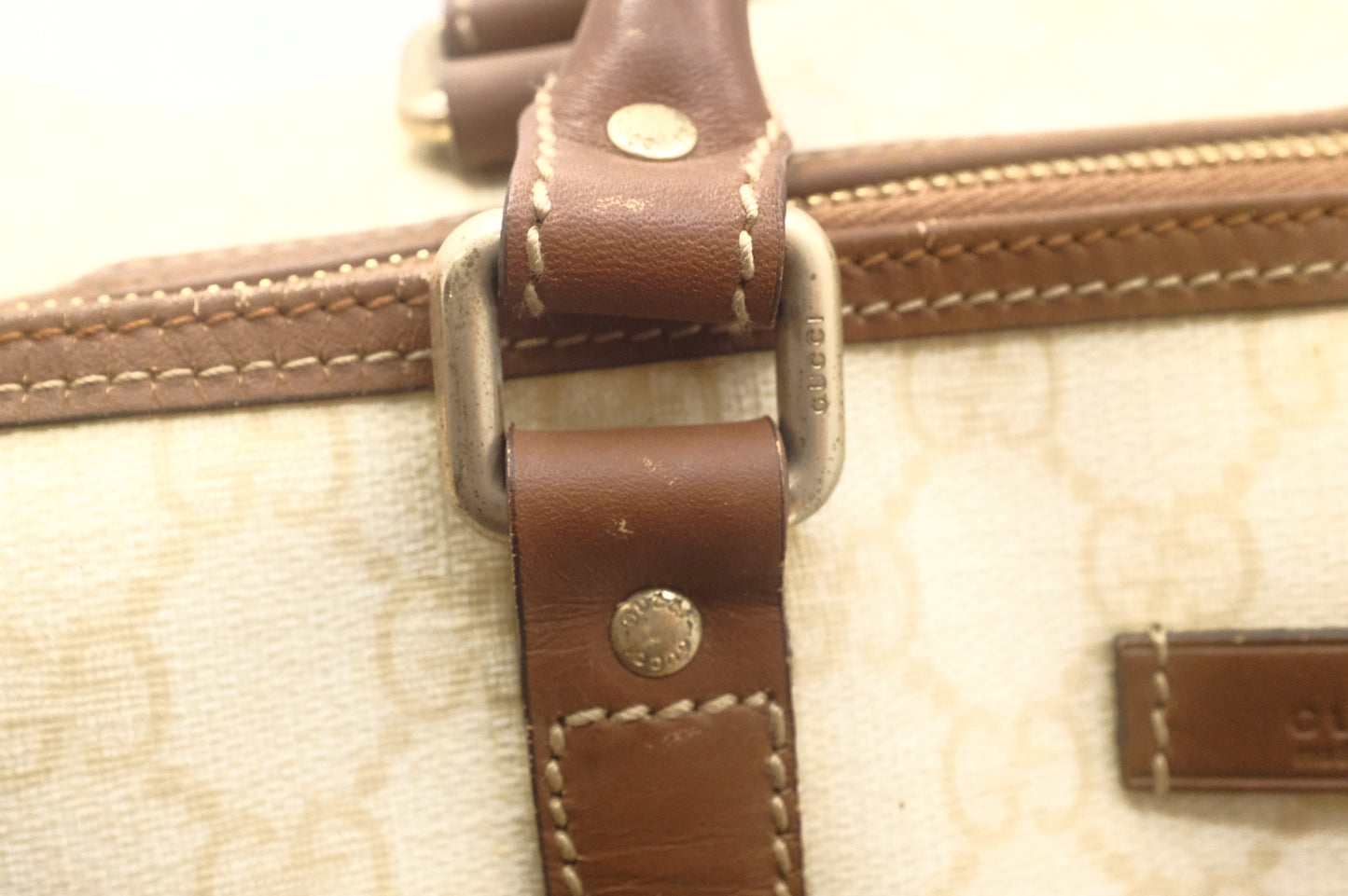Gucci Boston Bag in Ivory GG Supreme Canvas