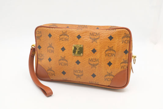 MCM Wristlet in Cognac Visetos Canvas