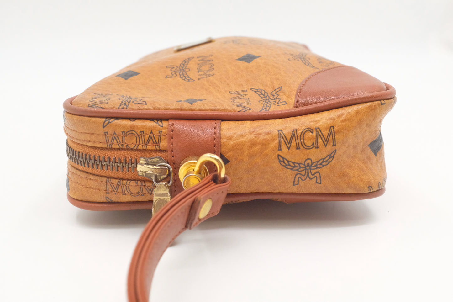MCM Wristlet in Cognac Visetos Canvas