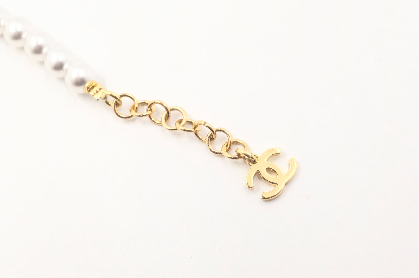 Chanel CC Heart Denim & Pearls Bracelet