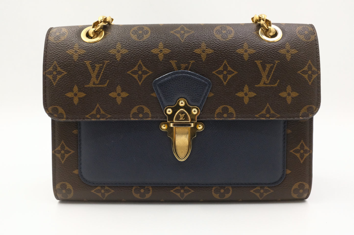 Louis Vuitton Victoire in Monogram Canvas & Blue Leather