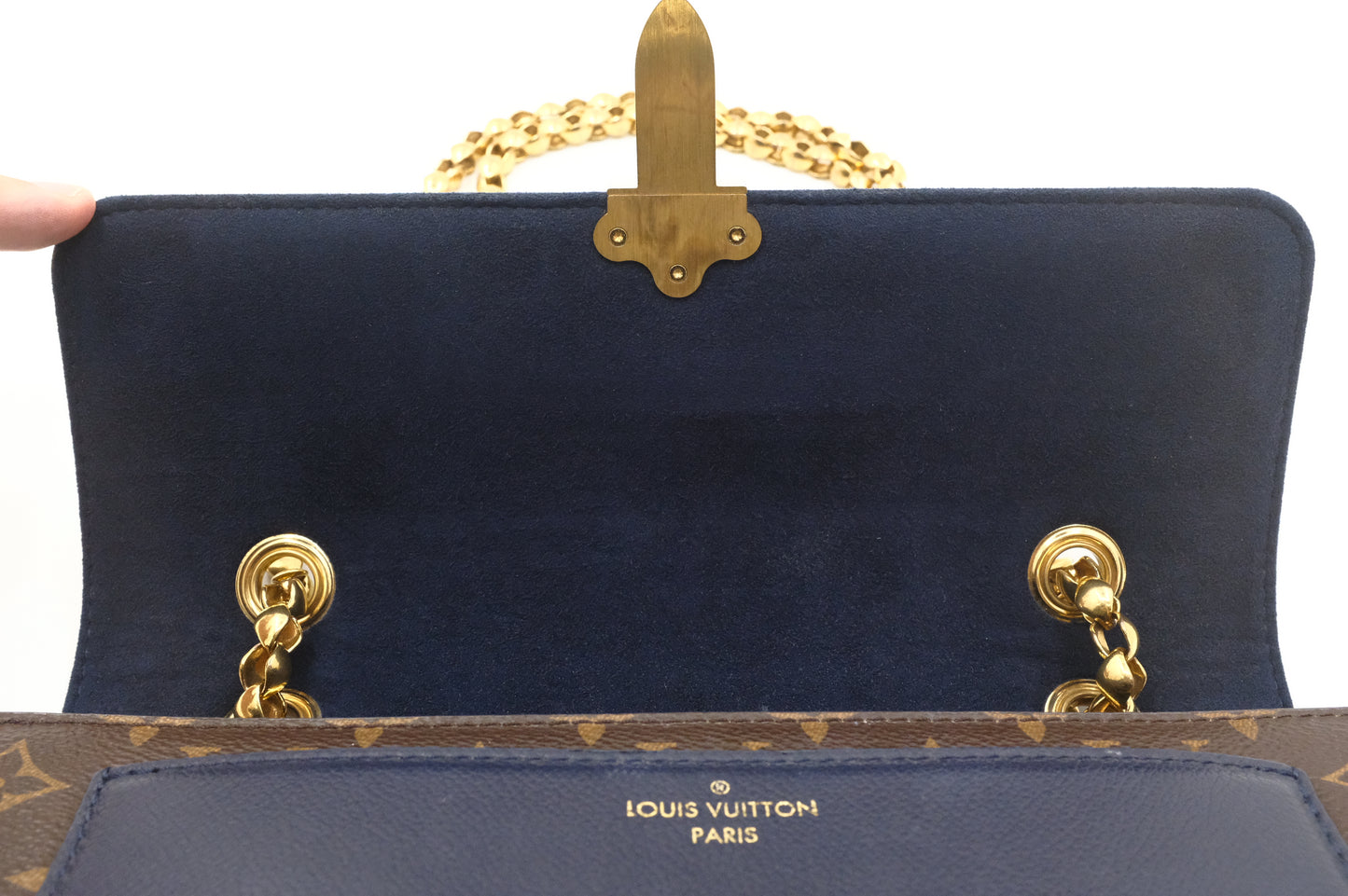 Louis Vuitton Victoire in Monogram Canvas & Blue Leather