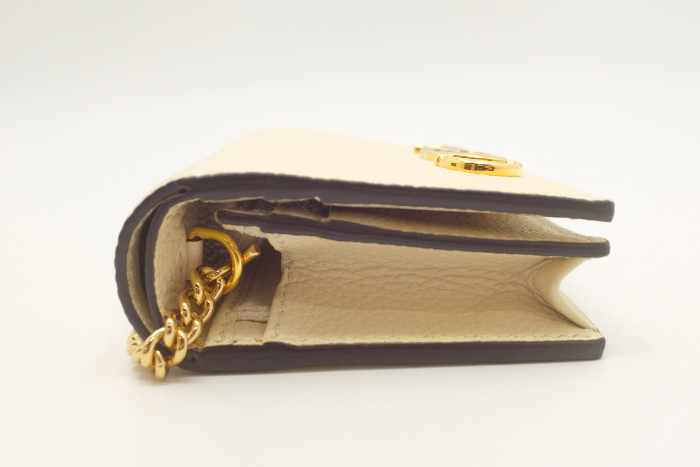 Gucci Zumi Chain Wallet in Cream Leather