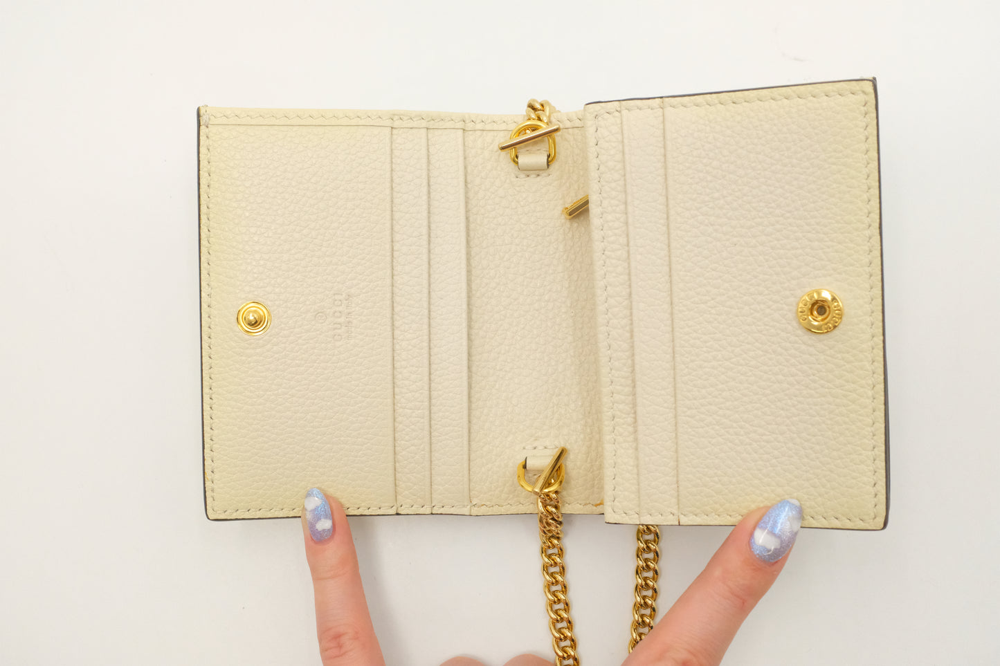 Gucci Zumi Chain Wallet in Cream Leather