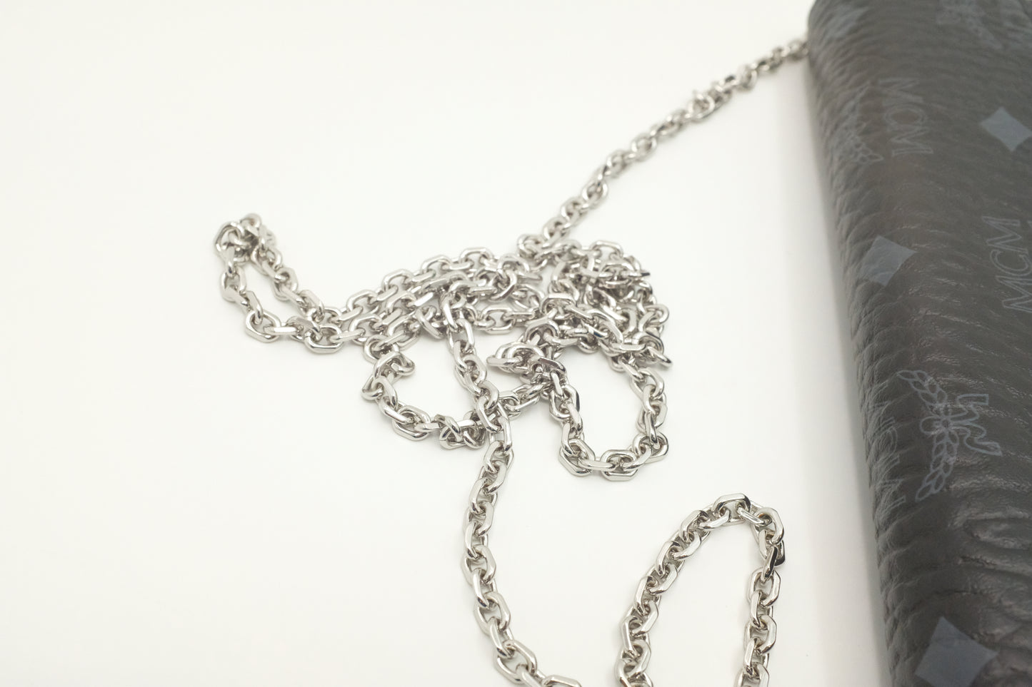 MCM Wallet on Chain in Black Visetos Canvas
