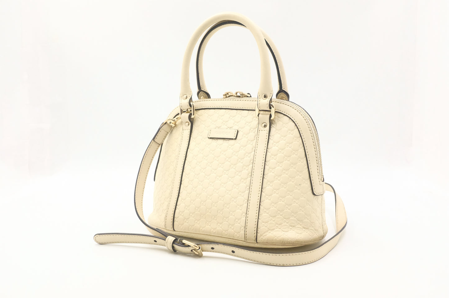 Gucci Mini Dome Shoulder Bag in White Micro Guccissima Leather