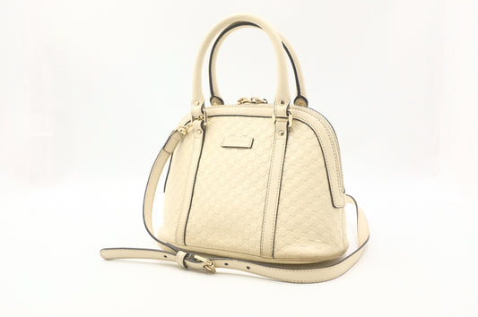 Gucci Mini Dome Shoulder Bag in White Micro Guccissima Leather