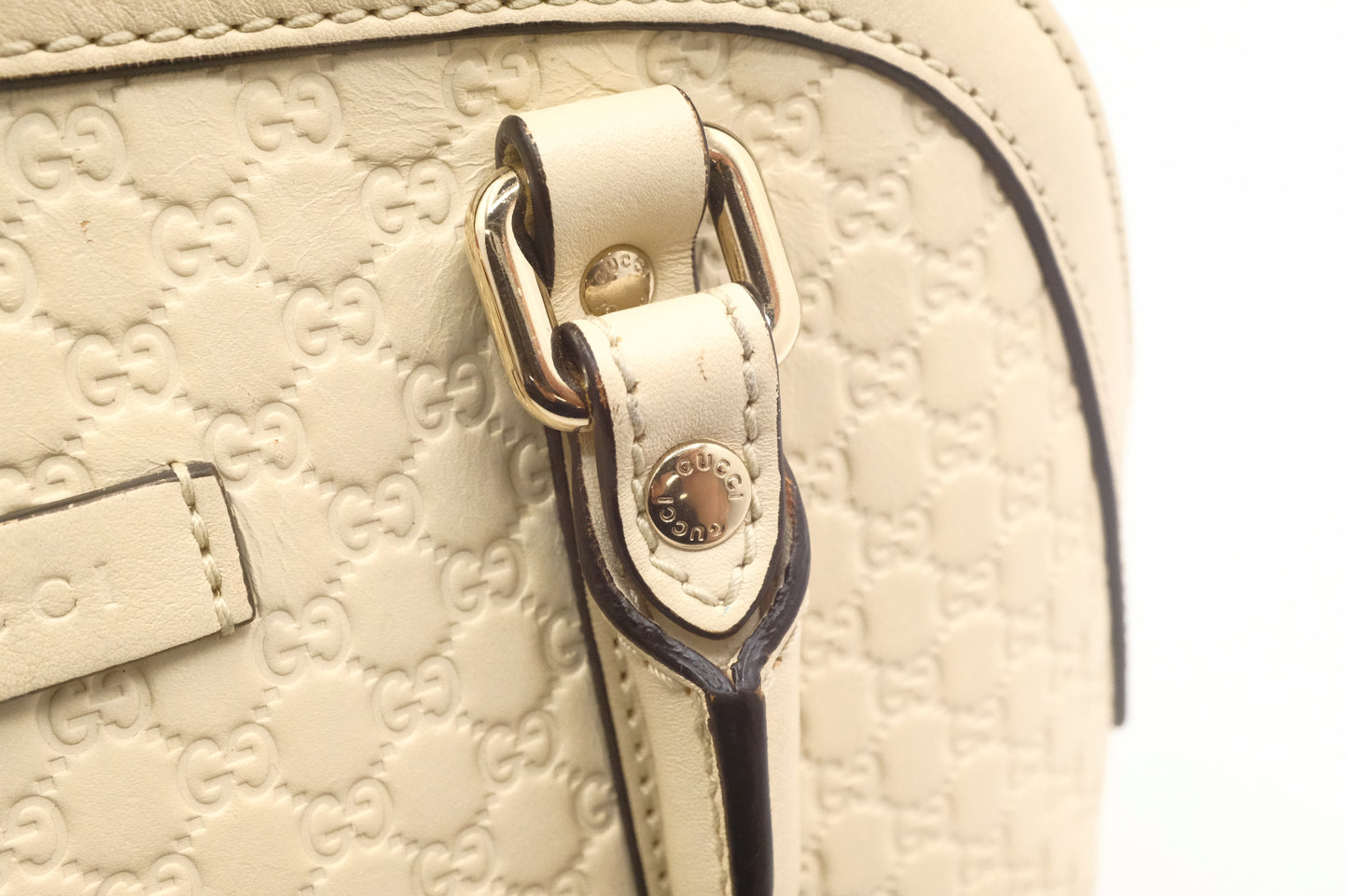 Gucci Mini Dome Shoulder Bag in White Micro Guccissima Leather