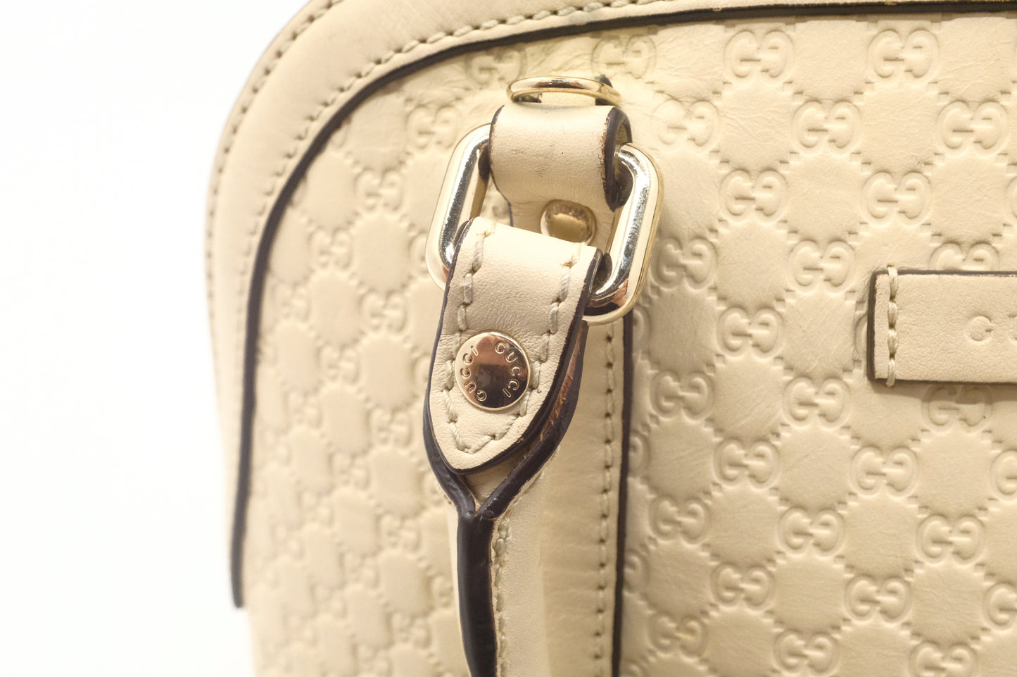 Gucci Mini Dome Shoulder Bag in White Micro Guccissima Leather