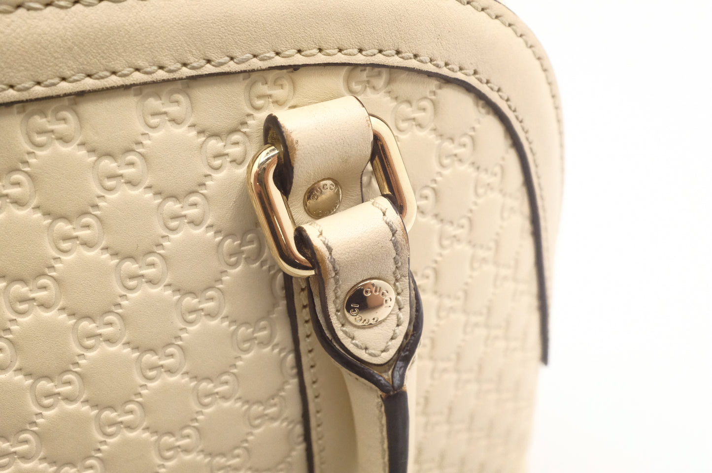 Gucci Mini Dome Shoulder Bag in White Micro Guccissima Leather