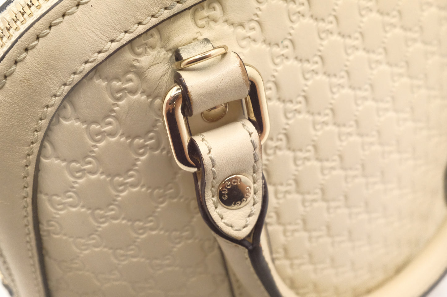 Gucci Mini Dome Shoulder Bag in White Micro Guccissima Leather