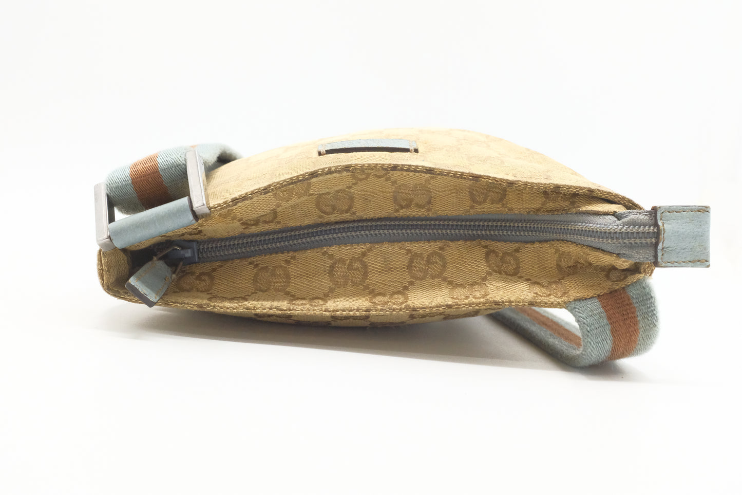 Gucci Crossbody in GG Canvas and Blue Leather