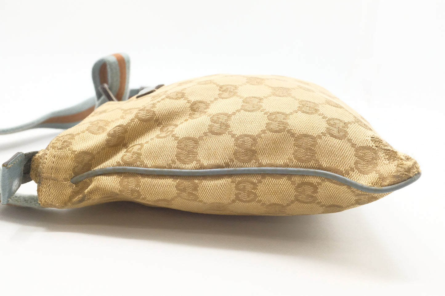 Gucci Crossbody in GG Canvas and Blue Leather