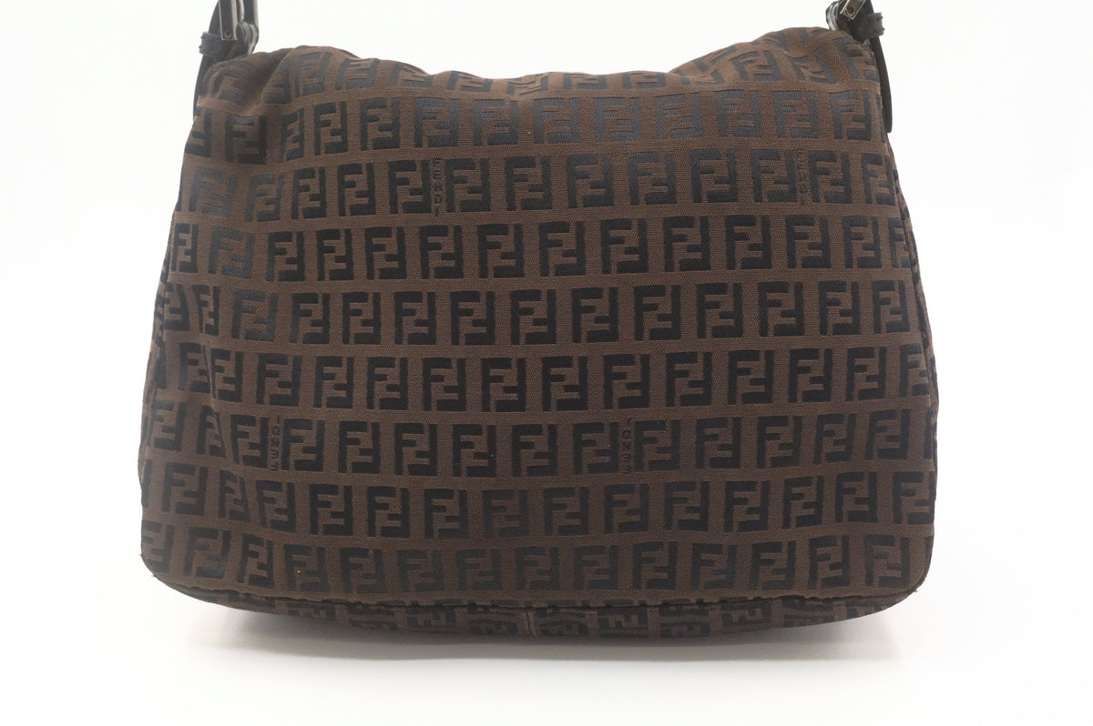 Fendi Mamma Baguette in Dark Brown Zucchino Canvas
