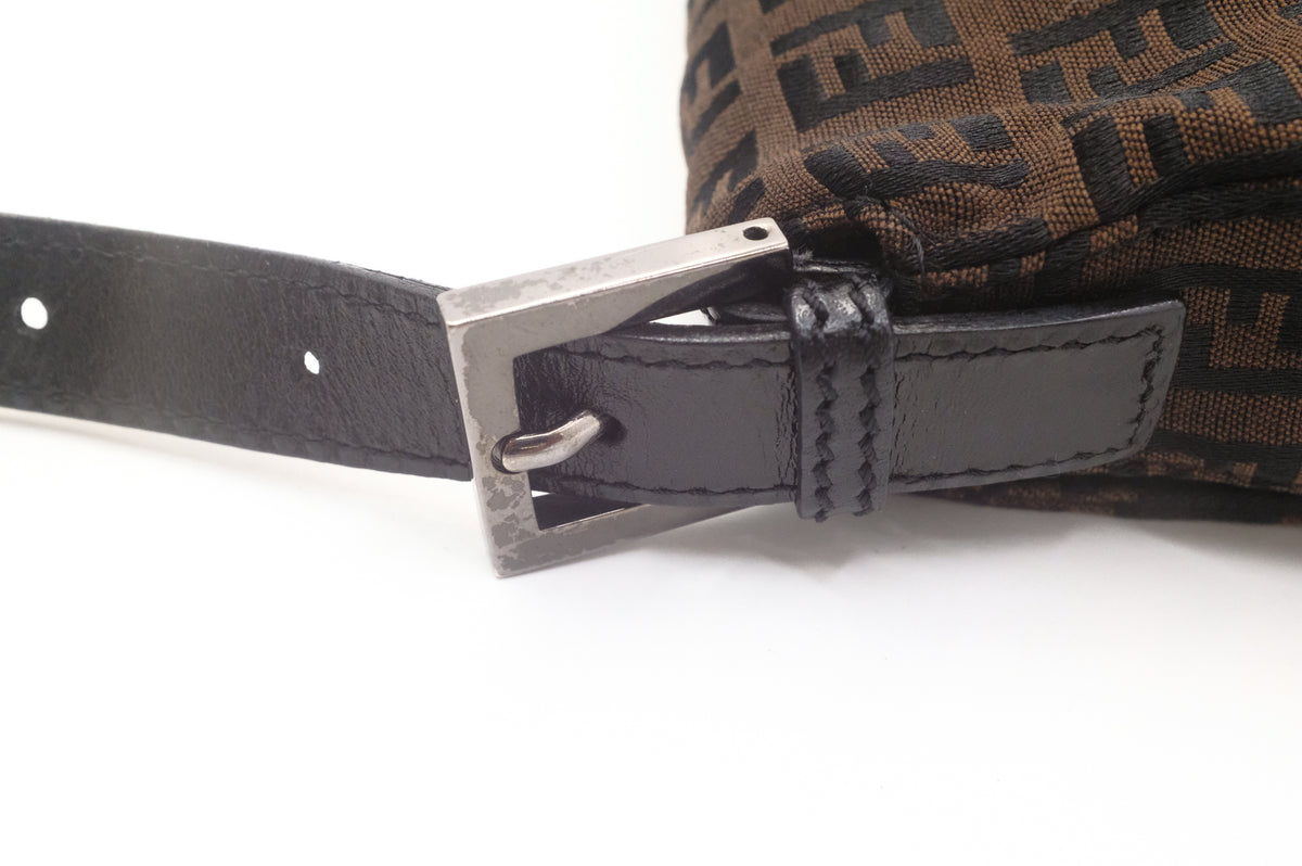 Fendi Mamma Baguette in Dark Brown Zucchino Canvas