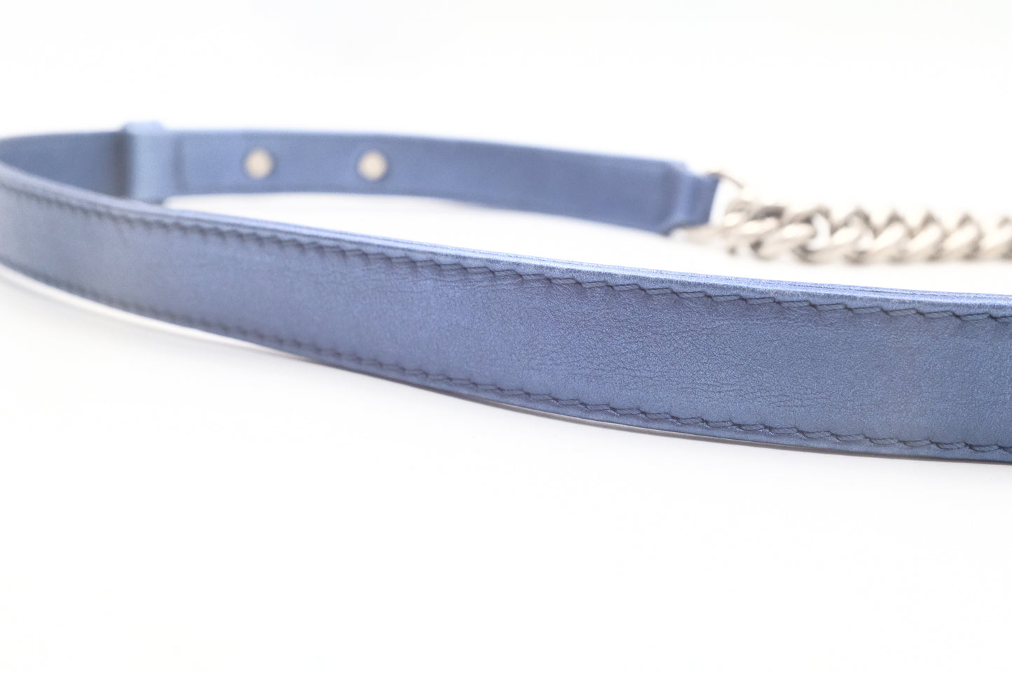 Chanel Small Boy in Metallic Blue Perforated Leather