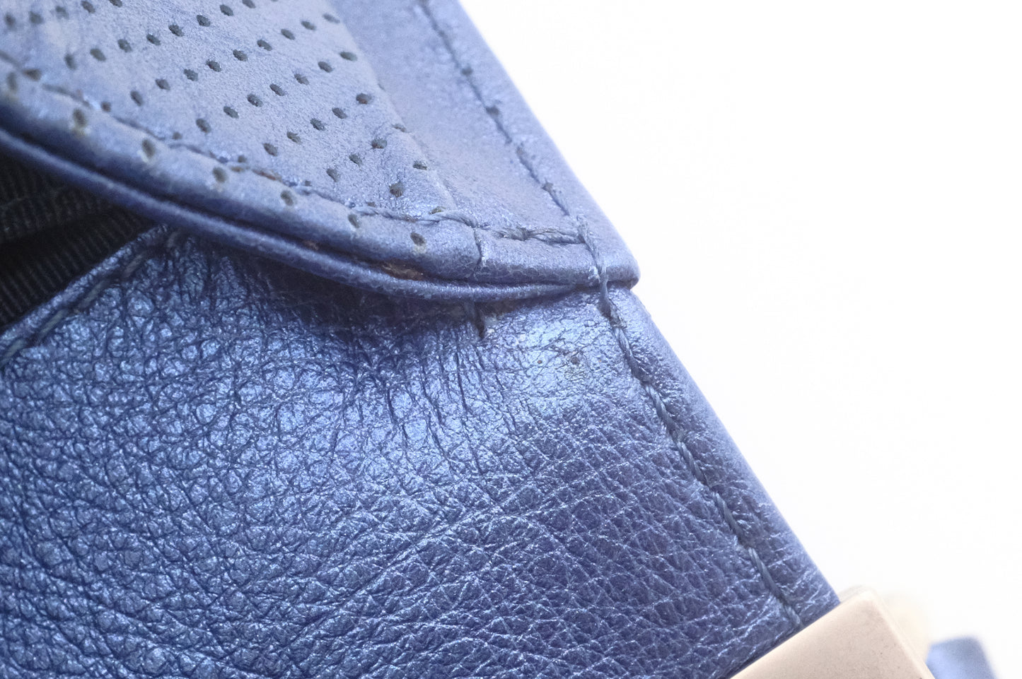Chanel Small Boy in Metallic Blue Perforated Leather