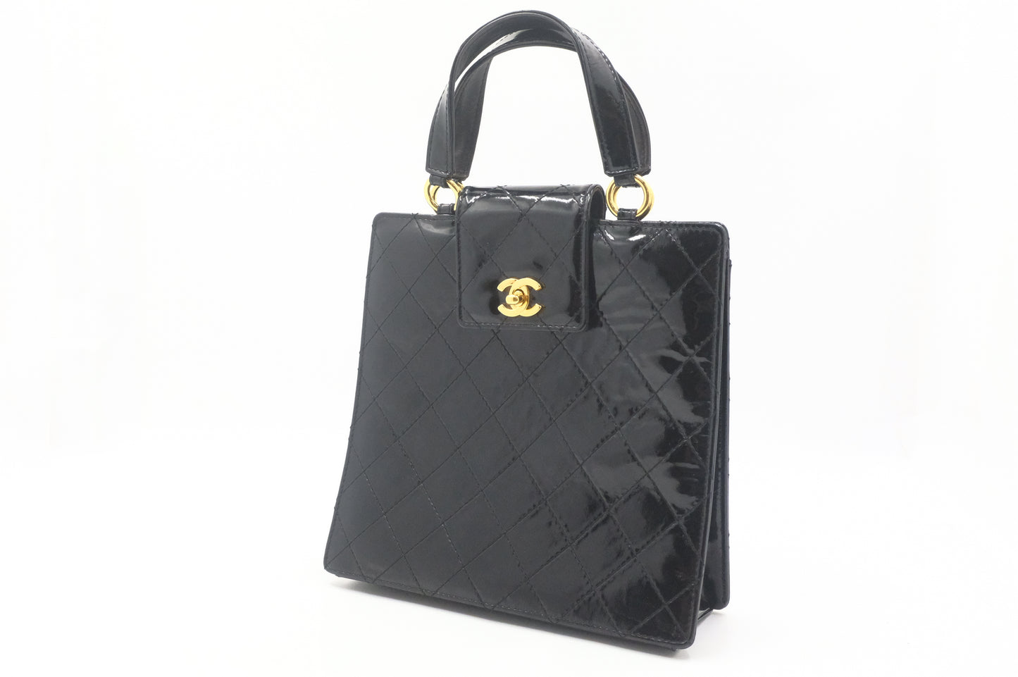 Chanel Handbag in Black Matelasse Patent Leather