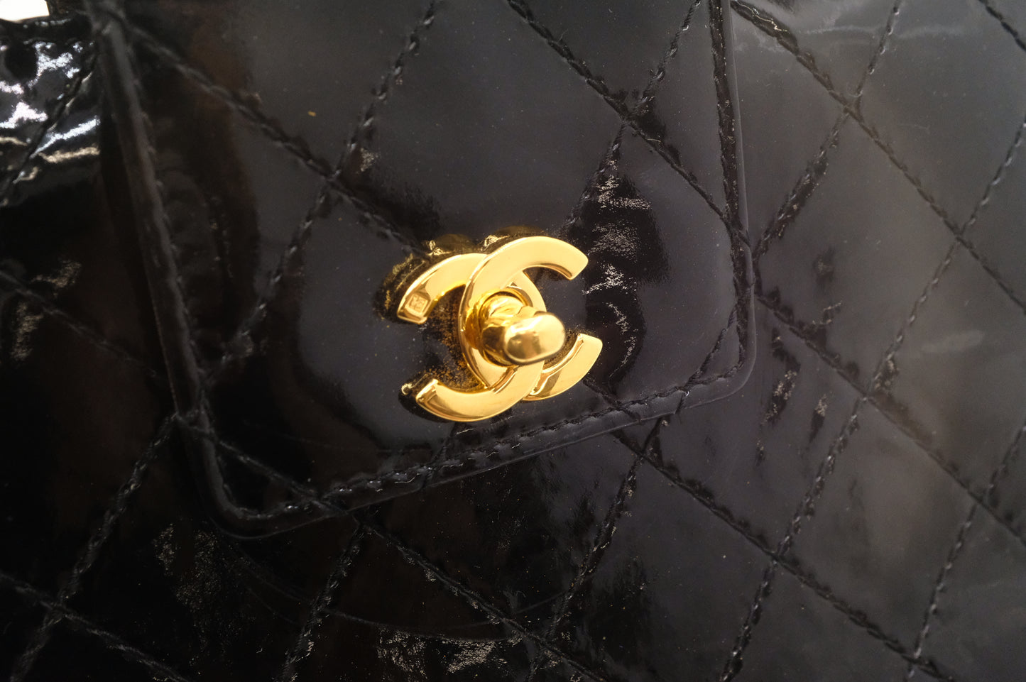 Chanel Handbag in Black Matelasse Patent Leather