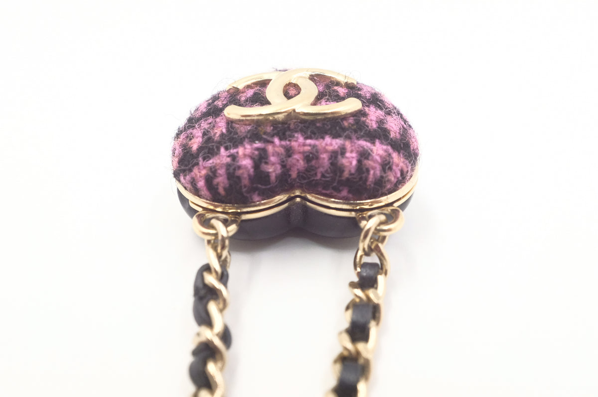 Chanel Heart Mirror Box Necklace in Tweed and Enamel
